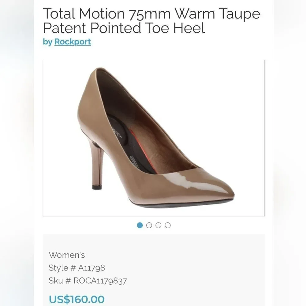 Rockport Total Motion 75mm Wine Burgundy Patent Pointed Toe Pump Heel